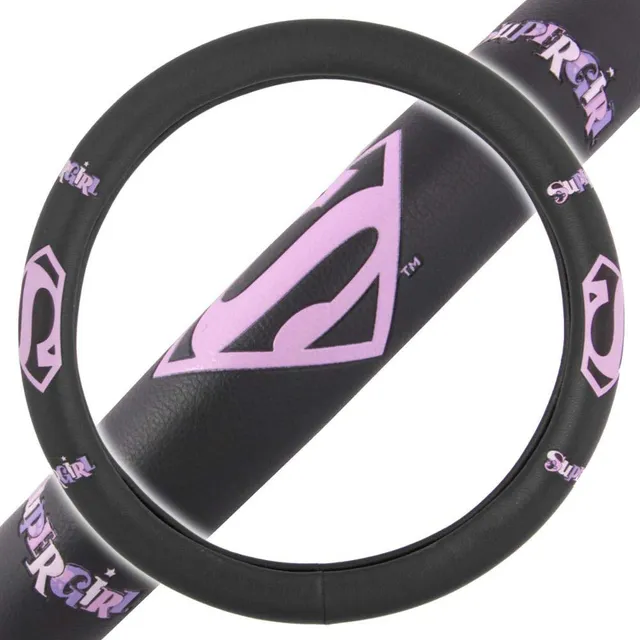 bdk-supergirl-classic-logo-superwoman-steering-wheel-cover-black-with-purple-pin image 1