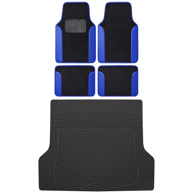 bdk-mt-202-vibrant-color-carpet-floor-mats-two-tone-color-design-with-pu-leather image 1