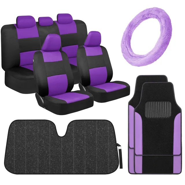 bdk-polypro-purple-car-seat-covers-gift-set-with-floor-mats-fur-steering-wheel-c image 1