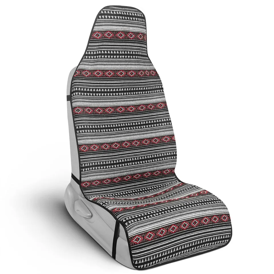 bdk-black-saddle-blanket-car-seat-covers-for-front-seats-2-pack-baja-mexican-wov image 1