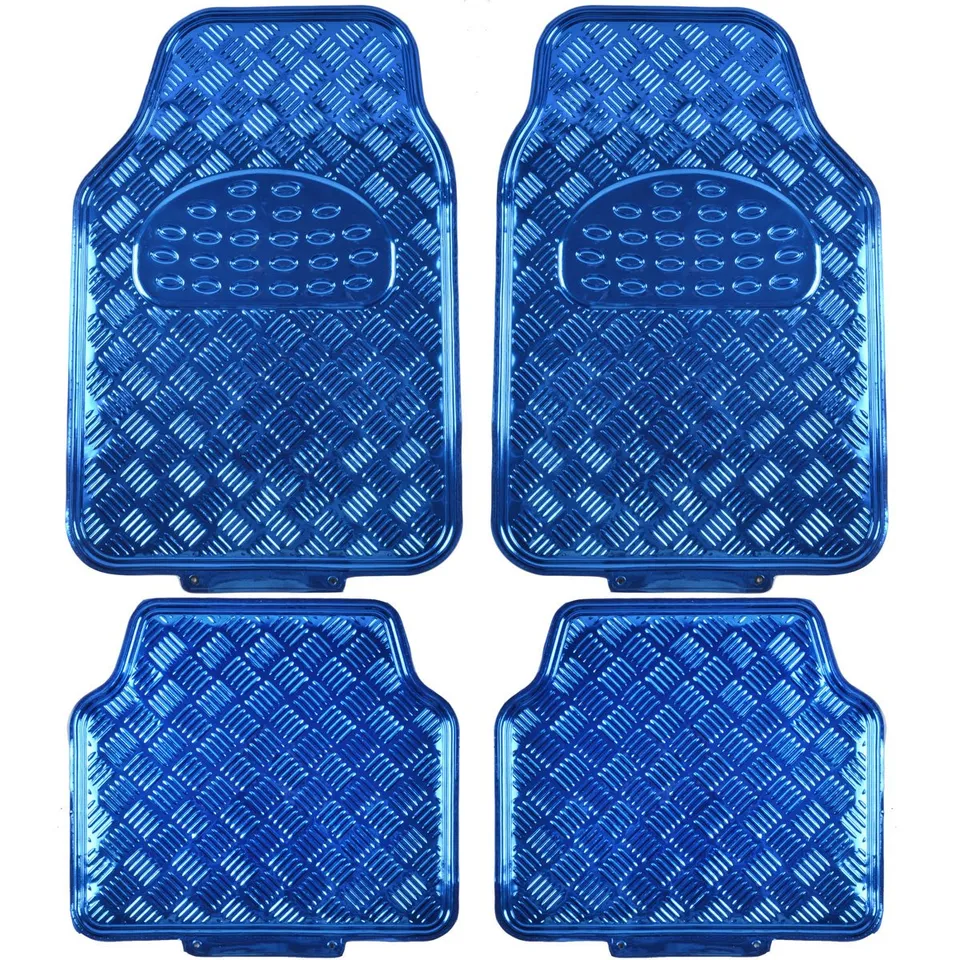 bdk-4-piece-all-weather-universal-fit-floor-mats-metallic-blue-diamond-pattern image 1