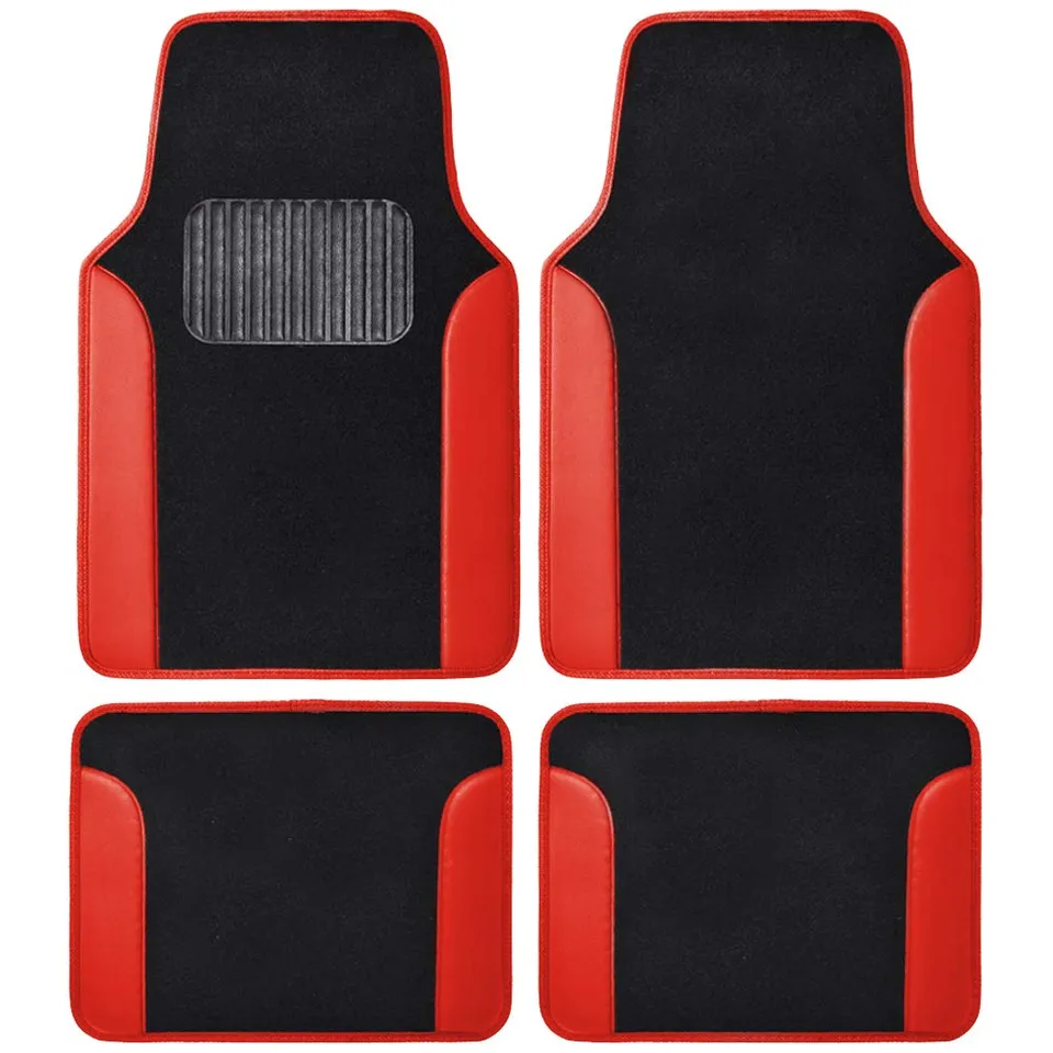 bdk-red-all-weather-heavy-duty-car-floor-mats-universal-fit-front-rear image 1