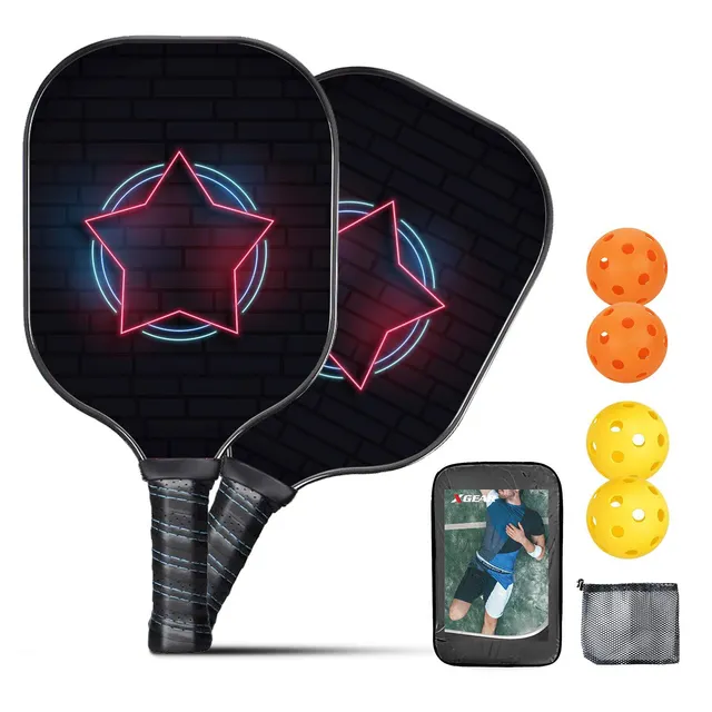 leader-accessories-lightweight-graphite-pickleball-paddle-set-neon-edition-2-pad image 1