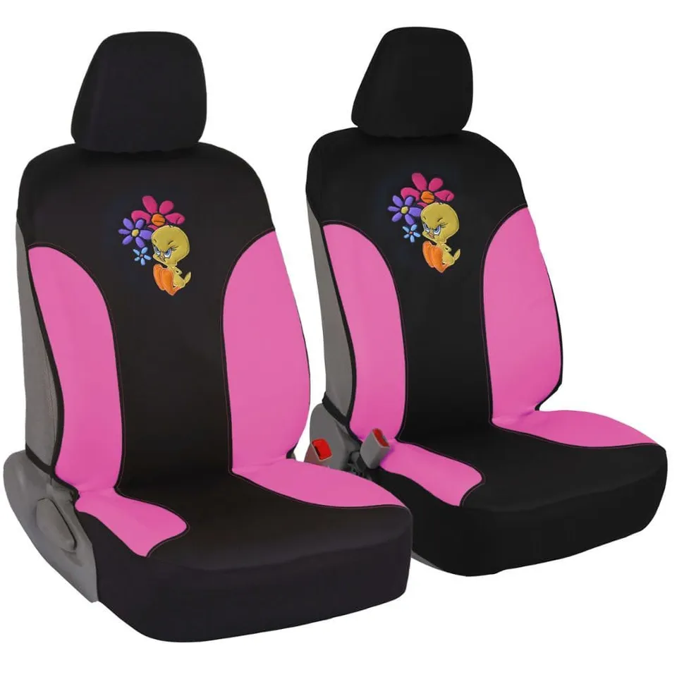 bdk-tweety-bird-waterproof-front-seat-covers-2-piece-set-wbsc-1111-black-univers image 1