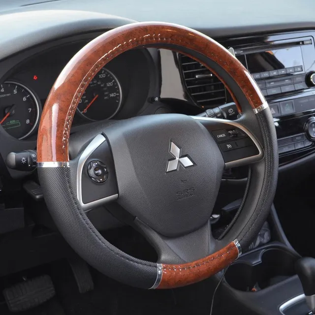 bdk-two-tone-woodgrain-steering-wheel-cover-14-5-15-5-black-dark-wood image 1