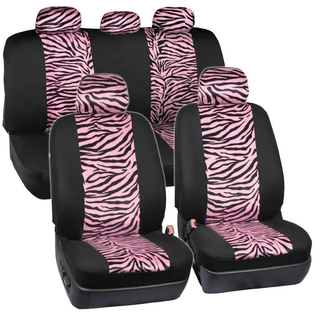 carxs-zebra-print-car-seat-covers-full-set-with-seat-belt-pads-and-steering-whee image 1