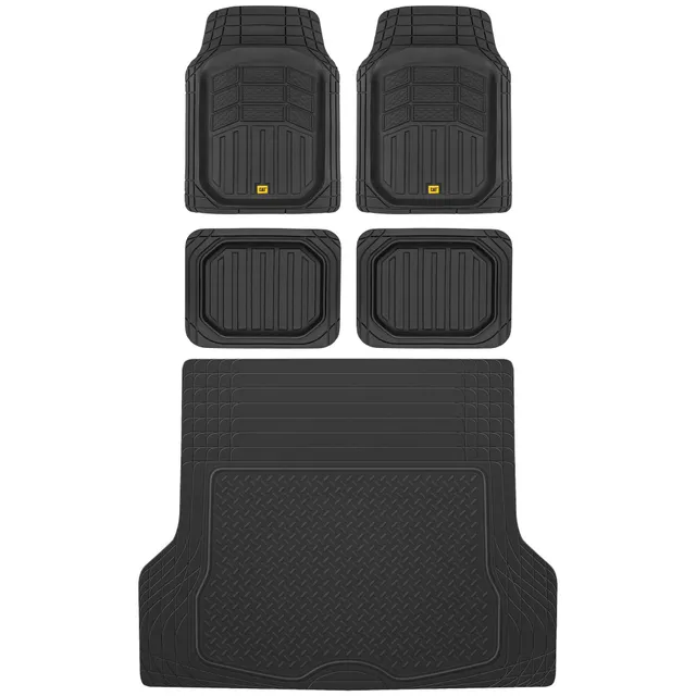 bdk-cat-camt-9014-4-piece-deep-dish-rubber-floor-mats-with-trunk-liner image 1