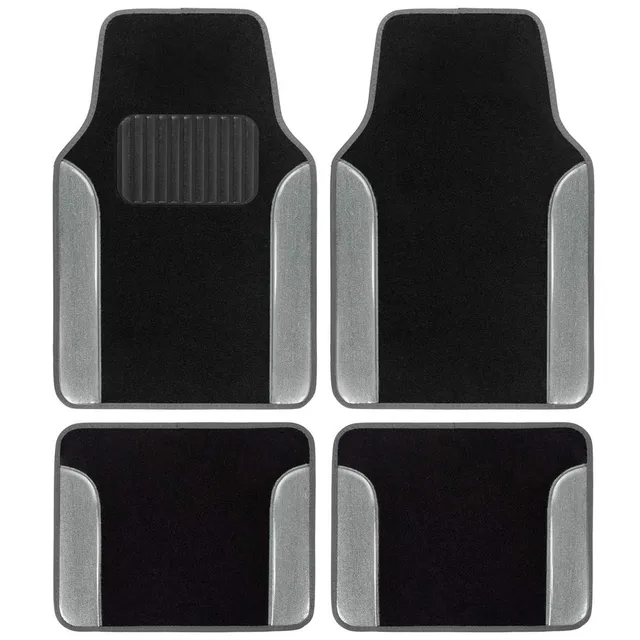 bdk-silver-glitter-carpet-car-floor-mats-two-tone-faux-leather-with-anti-slip-an image 1