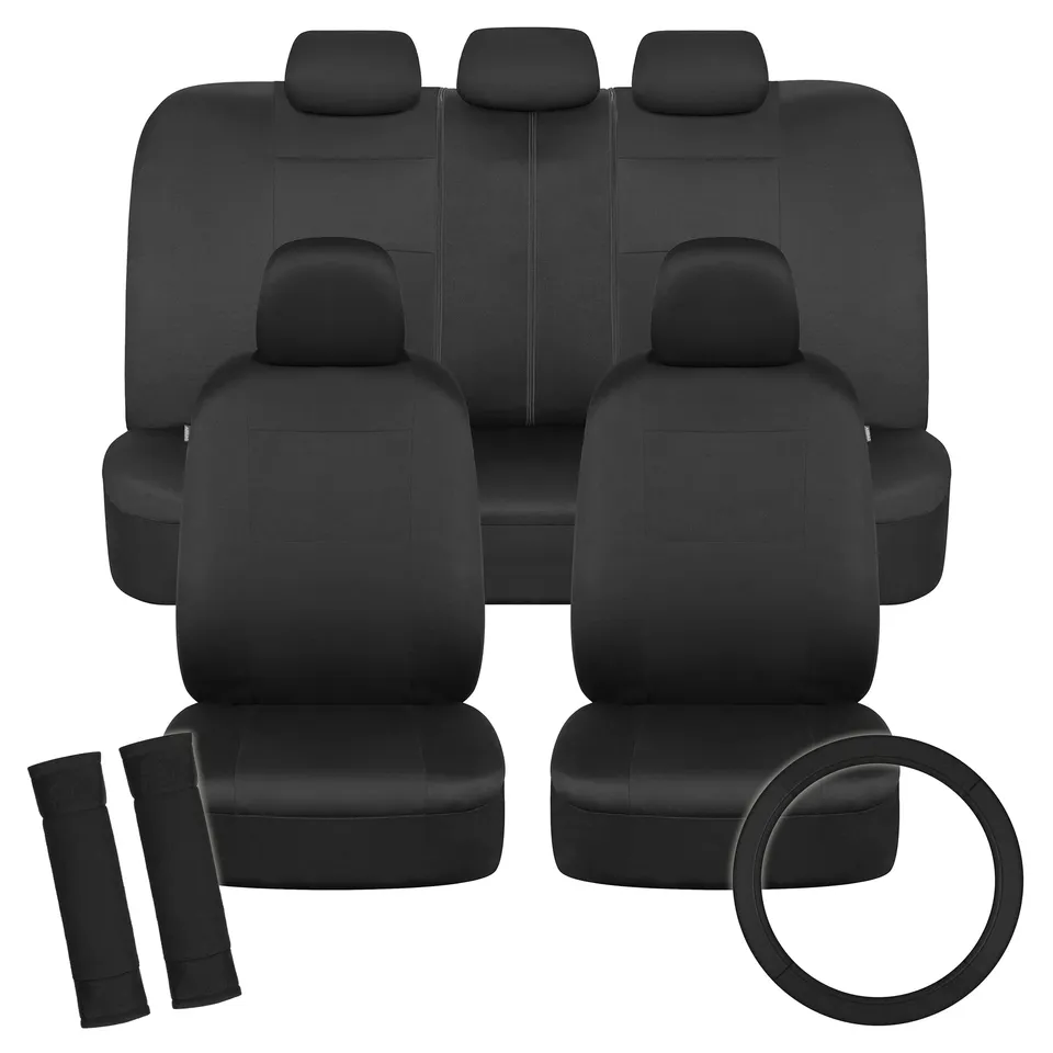 bdk-polypro-car-seat-covers-full-set-in-solid-black-front-and-rear-split-bench-i image 1