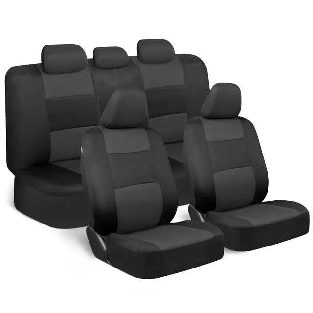 bdk-polypro-car-seat-covers-full-set-in-charcoal-on-black image 1