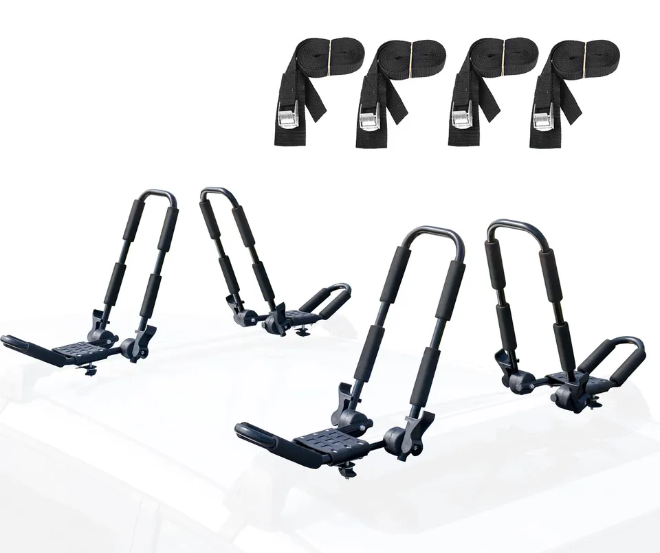 leader-accessories-evershine-folding-kayak-rack-4-piece-set-2-pairs-steel-j-bar- image 1