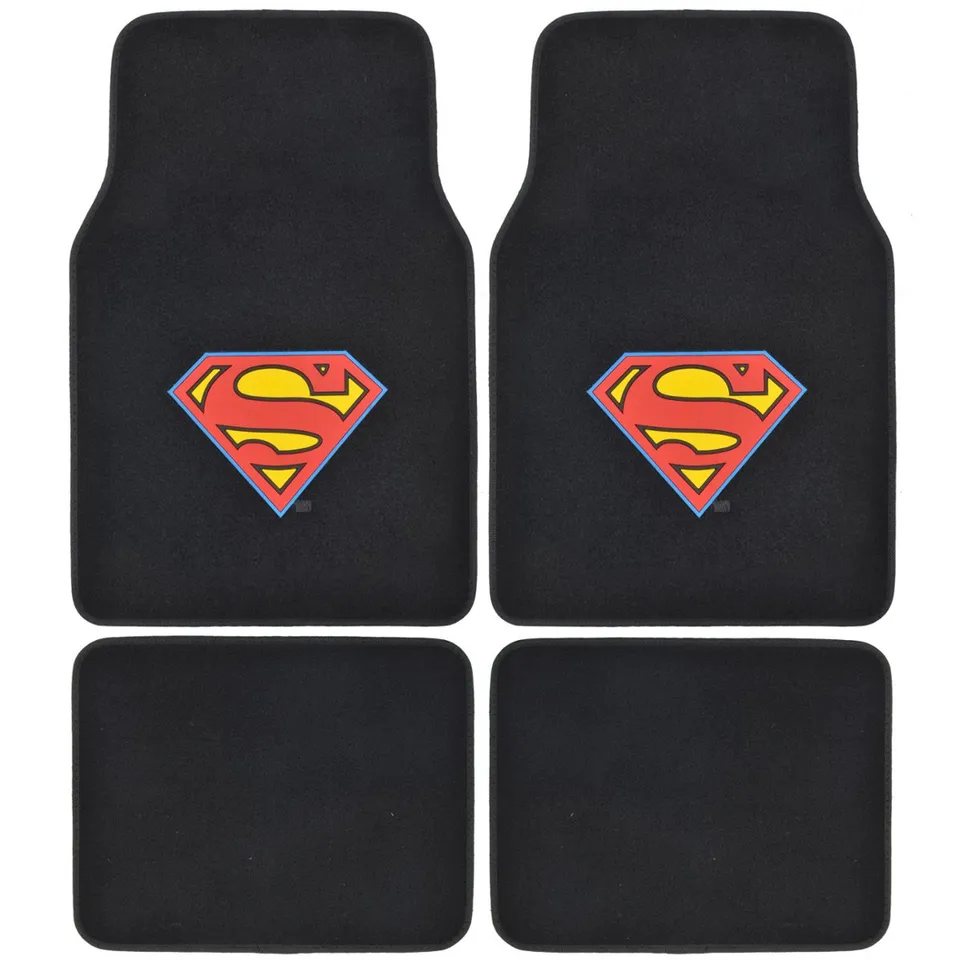 bdk-superman-carpet-floor-mats-4-piece-set-black image 1