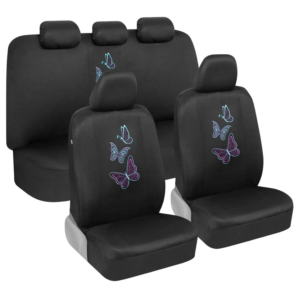 bdk-blue-butterflies-car-seat-covers-full-set-with-steering-wheel-cover-seat-bel image 1