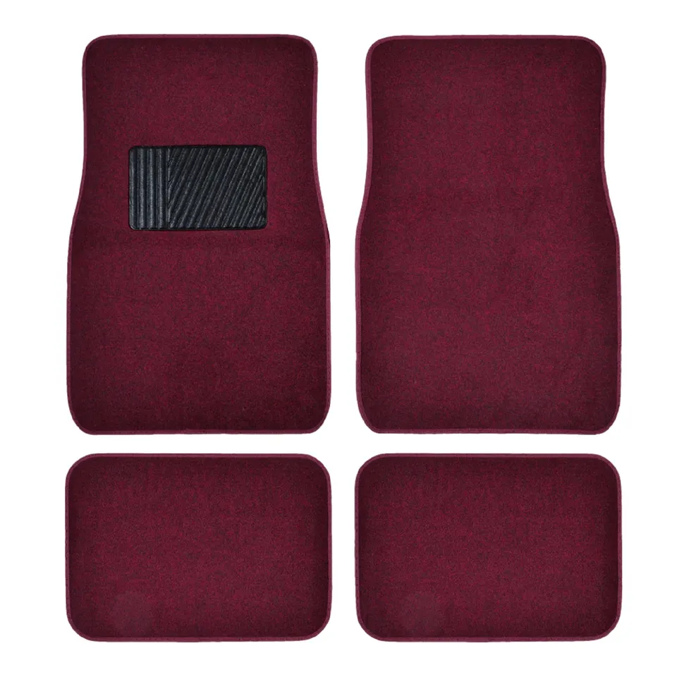 bdk-mt-100-burgundy-red-carpeted-4-piece-universal-fit-car-floor-mats-with-vinyl image 1