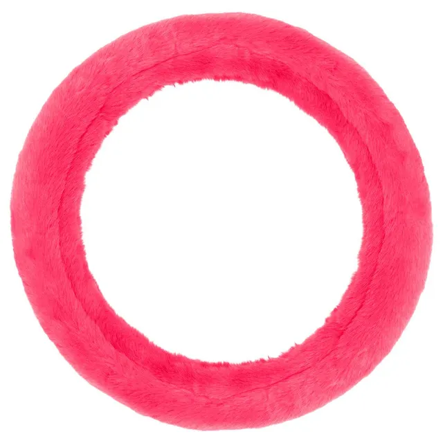 carbella-faux-fur-steering-wheel-cover-for-women-hot-pink-fluffy-fleece-fits-14- image 1