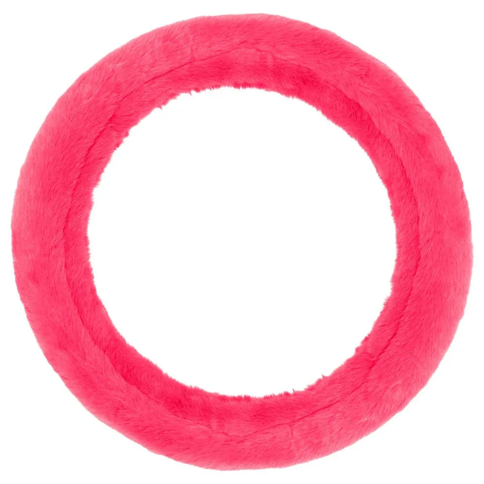 carbella-faux-fur-steering-wheel-cover-for-women-hot-pink-fluffy-fleece-fits-14- image 1