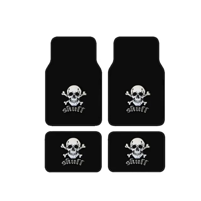 bdk-universal-fit-front-and-rear-logo-plush-carpet-floor-mats-white-skull-4-piec image 1