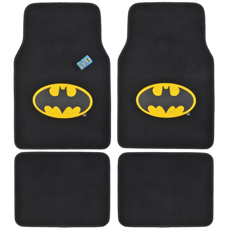bdk-warner-bros-dc-comics-batman-black-yellow-logo-4pc-universal-fit-car-floor-m image 1