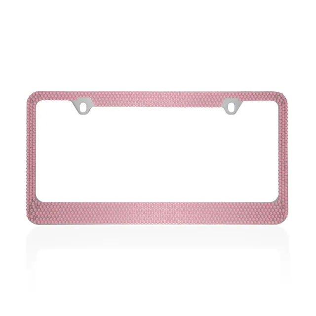bdk-pink-bling-rhinestone-license-plate-frame-for-women-stainless-steel-weatherp image 1