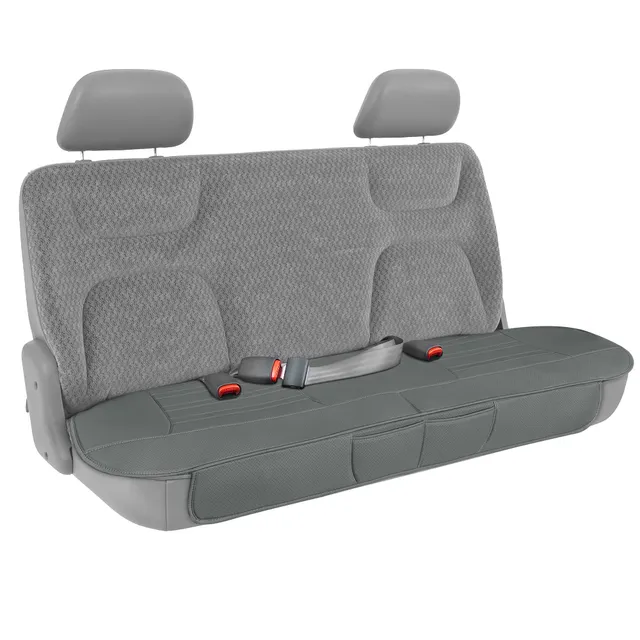 motor-trend-faux-leather-rear-bench-seat-cover-padded-with-storage-pockets-unive image 1