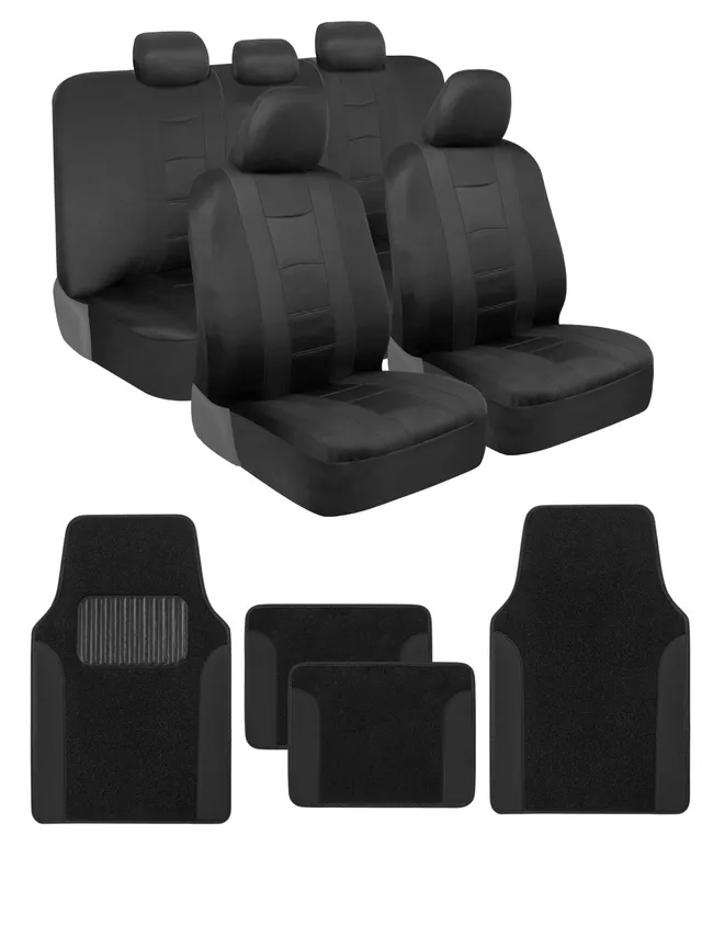bdk-carxs-black-car-seat-covers-full-set-with-matching-floor-mats-for-suv-car-tr image 1