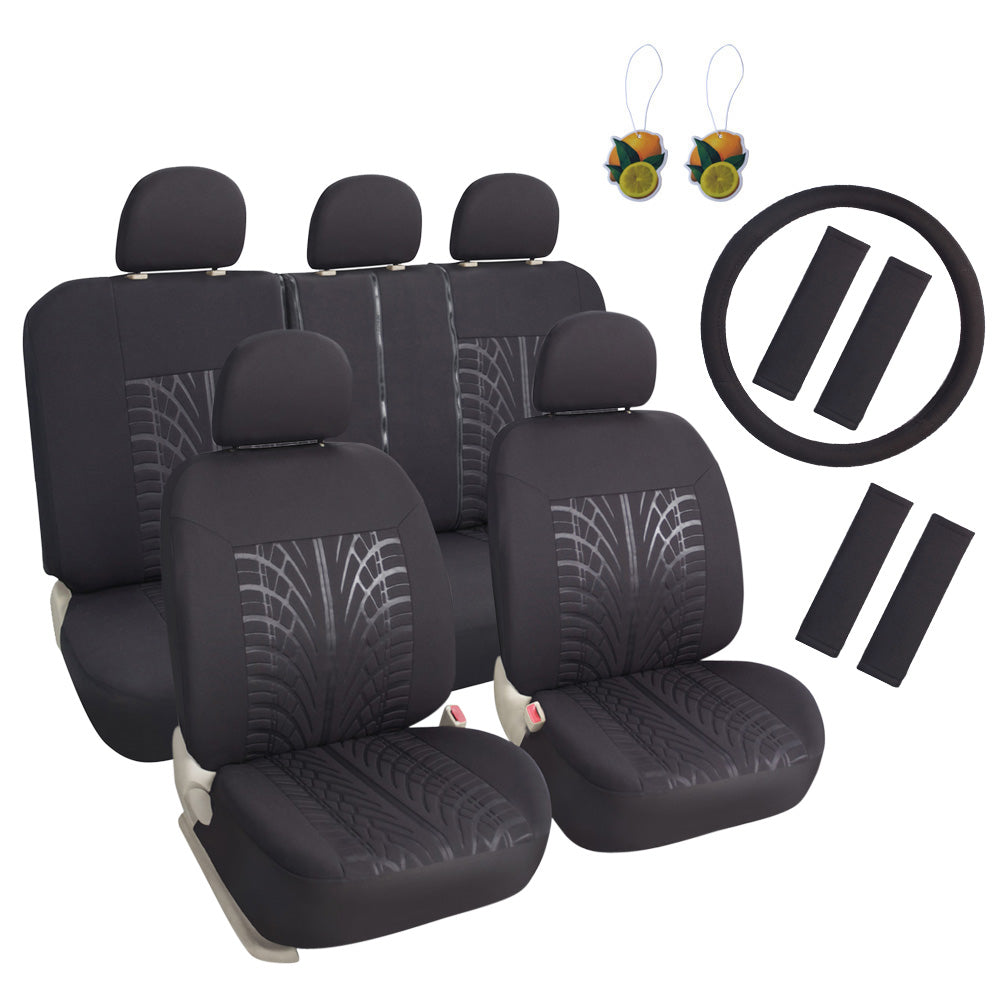 leader-accessories-embossed-cloth-grey-17-piece-car-seat-cover-full-set-universa image 1