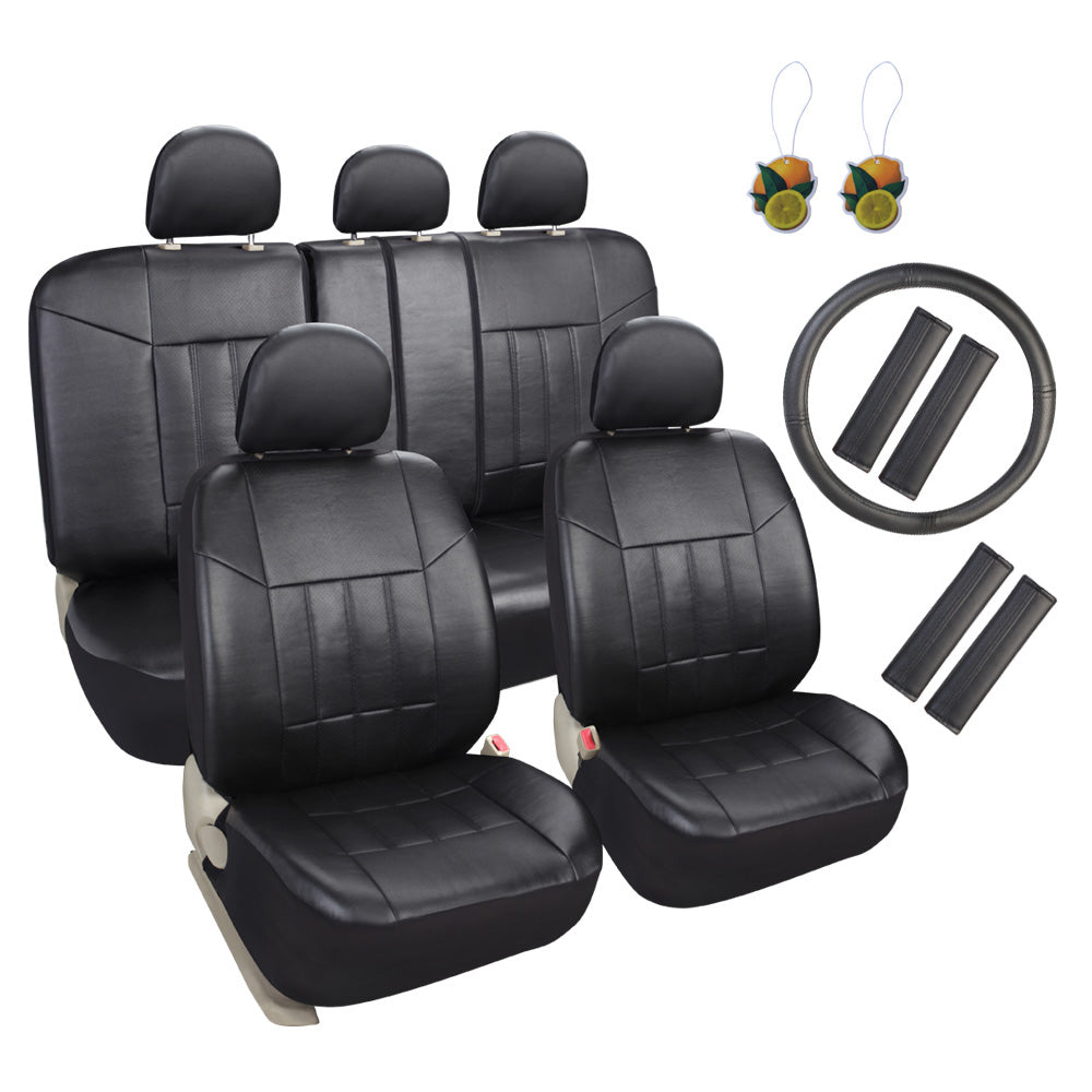leader-accessories-faux-leather-car-seat-covers-full-set-front-rear-universal-fi image 1