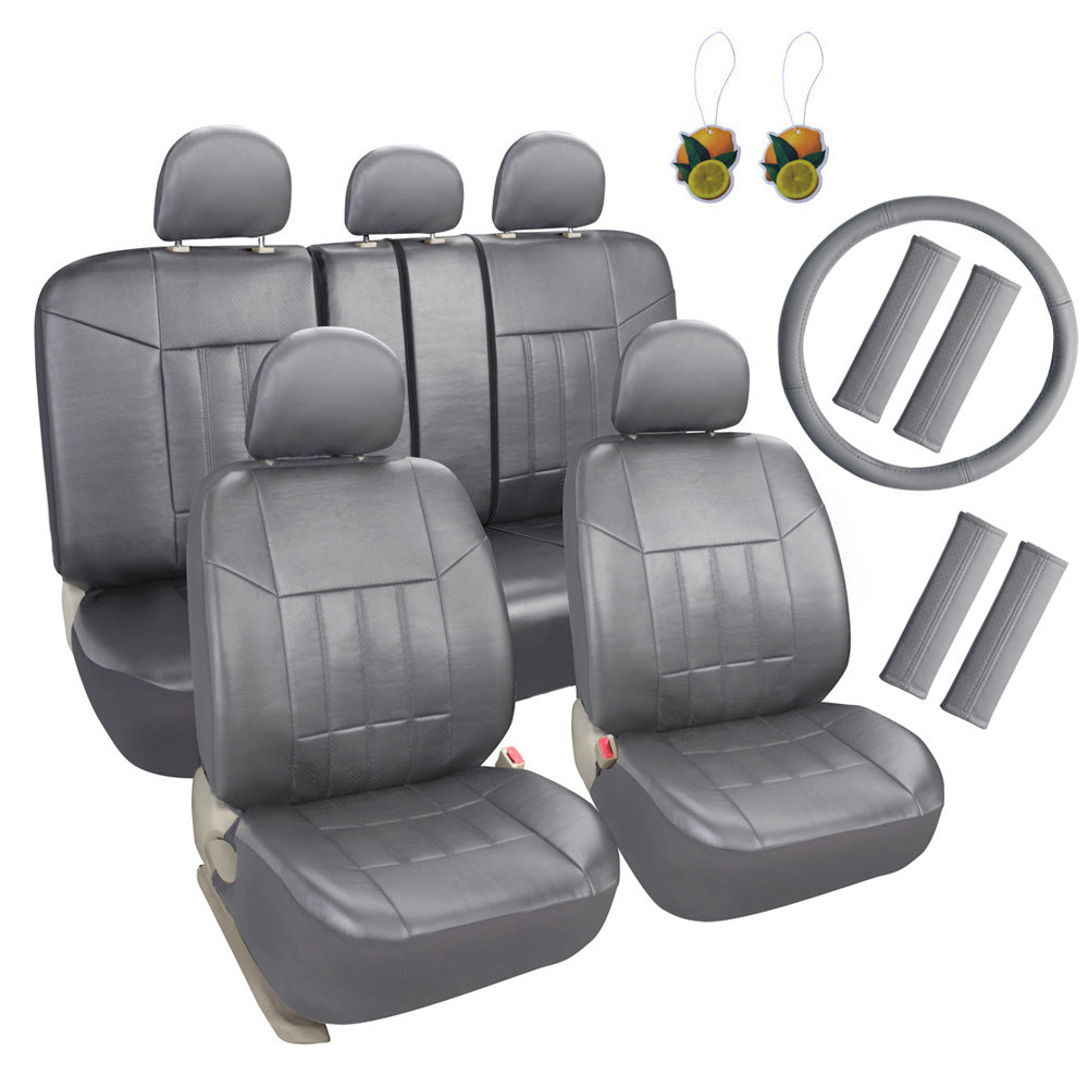 leader-accessories-faux-leather-car-seat-covers-full-set-front-rear-universal-fi image 2