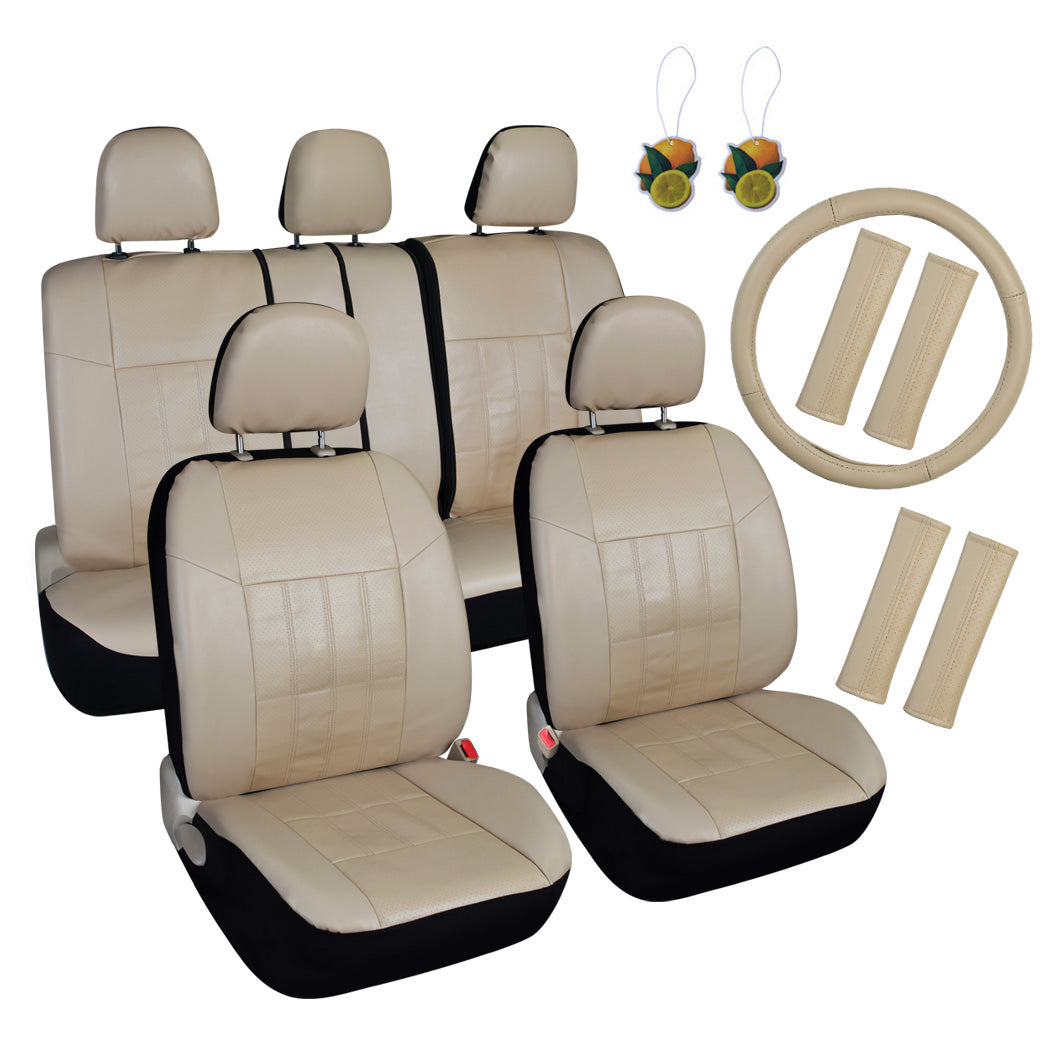 leader-accessories-faux-leather-car-seat-covers-full-set-front-rear-universal-fi image 3