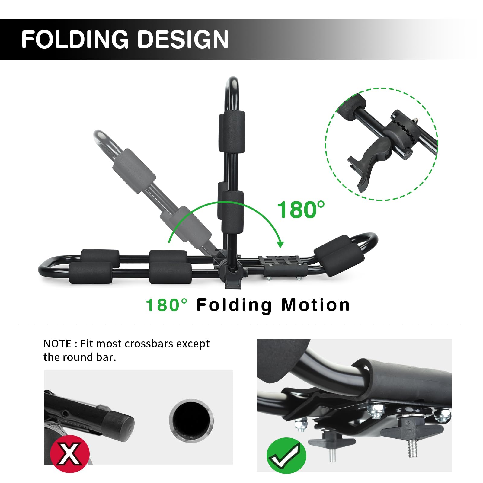 leader-accessories-2-in-1-folding-kayak-rack-j-bar-heavy-duty-steel-fits-most-cr image 2