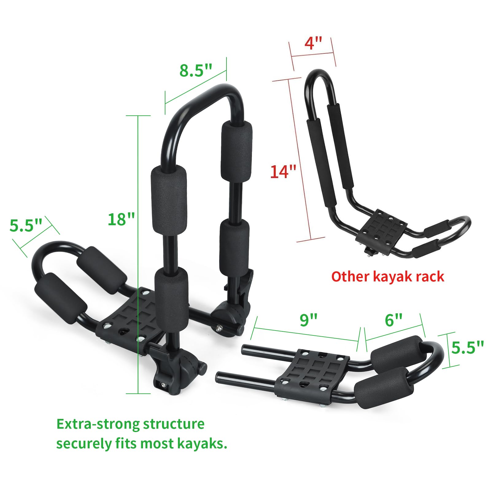 leader-accessories-2-in-1-folding-kayak-rack-j-bar-heavy-duty-steel-fits-most-cr image 4