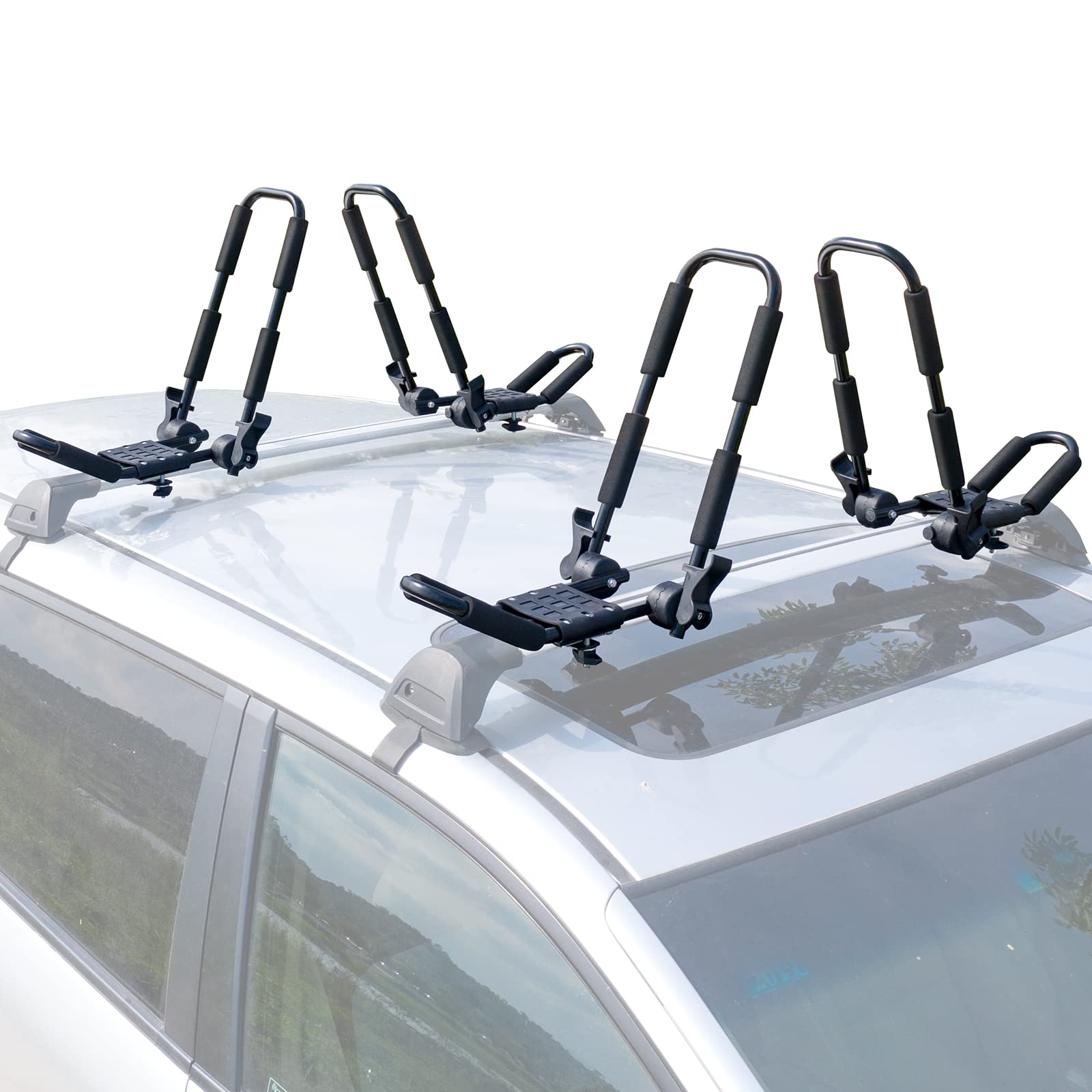 leader-accessories-evershine-folding-kayak-rack-4-piece-set-2-pairs-steel-j-bar- image 2