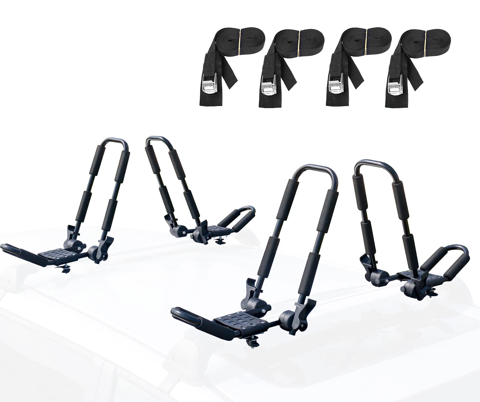 leader-accessories-evershine-folding-kayak-rack-4-piece-set-2-pairs-steel-j-bar- image 1