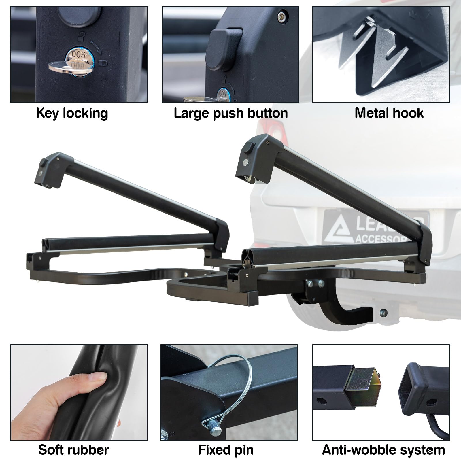 leader-accessories-folding-hitch-mounted-ski-snowboard-rack-fits-2-receivers-cro image 6