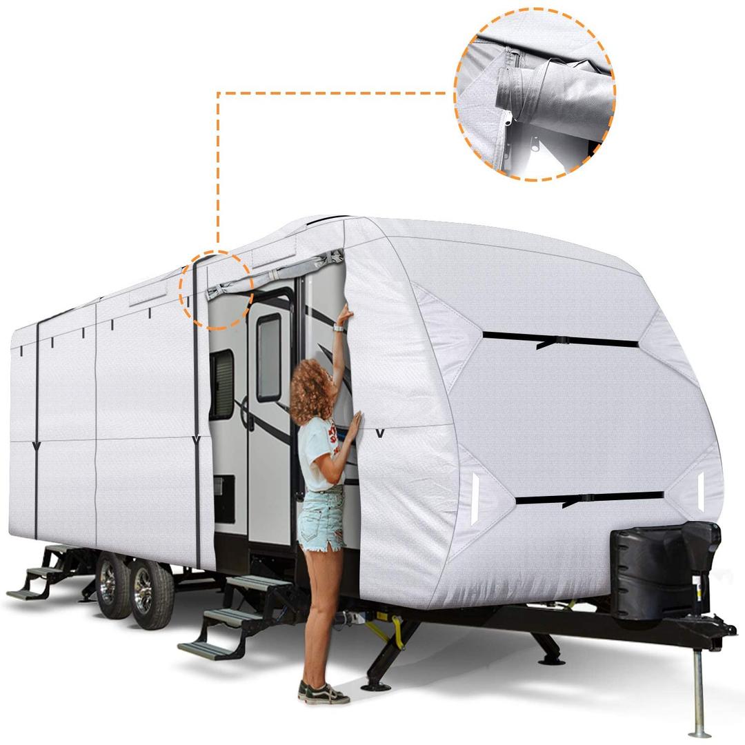 leader-accessories-210d-ripstop-diamond-travel-trailer-rv-cover-waterproof-sizes image 1