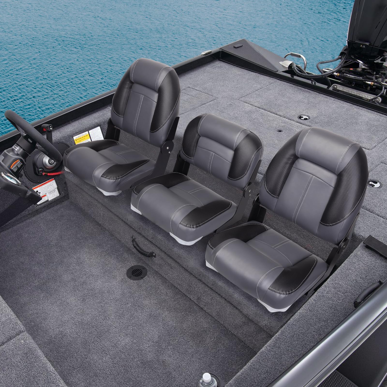 leader-accessories-50-high-back-bass-boat-bench-seat-marine-grade-vinyl-fold-dow image 6