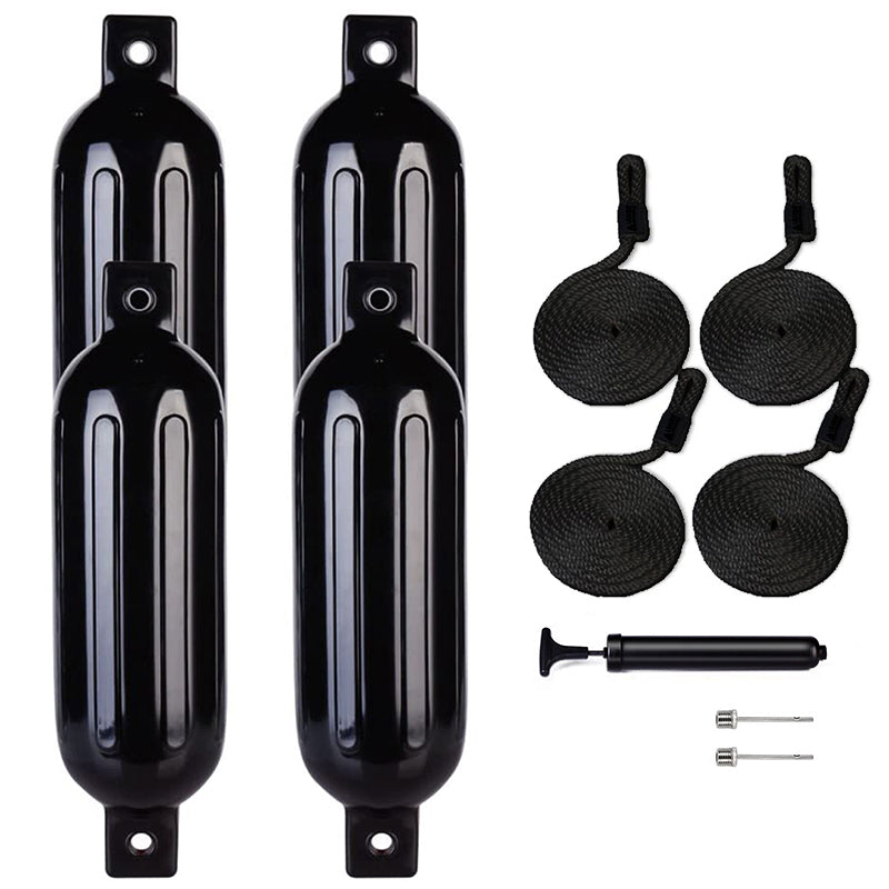 leader-accessories-oval-twin-eye-ribbed-boat-fender-4-pack-27-x-8-5-marine-grade image 1