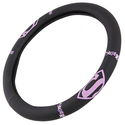 bdk-supergirl-classic-logo-superwoman-steering-wheel-cover-black-with-purple-pin image 6
