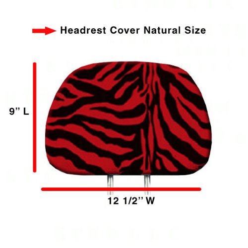 bdk-car-headrest-cover-in-animal-print-zebra-red-universal-fit image 2