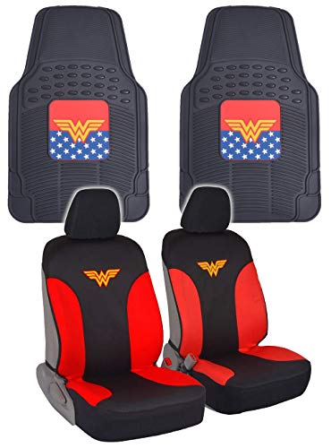 bdk-warner-bros-dc-comics-wonder-woman-seat-covers-with-seat-belt-pads-rubber-fl image 7