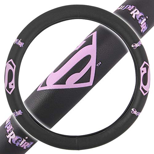 bdk-supergirl-classic-logo-superwoman-steering-wheel-cover-black-with-purple-pin image 5