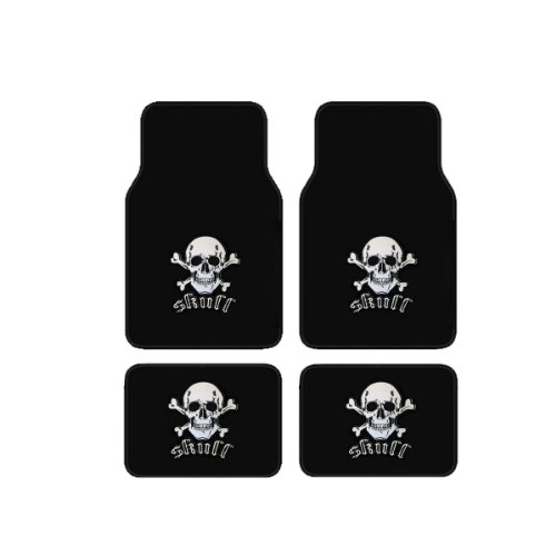 bdk-universal-fit-front-and-rear-logo-plush-carpet-floor-mats-white-skull-4-piec image 2