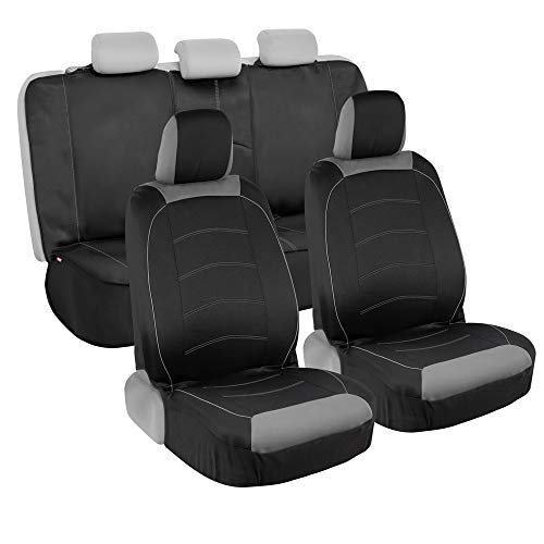 motor-trend-two-tone-premium-front-seat-covers-with-waterproof-rear-protector-bl image 7