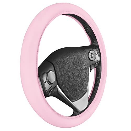bdk-ultra-soft-pink-faux-leather-steering-wheel-cover-fits-15-wheels image 6