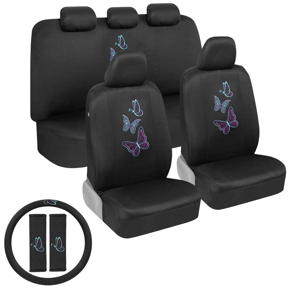 bdk-blue-butterflies-car-seat-covers-full-set-with-steering-wheel-cover-seat-bel image 2