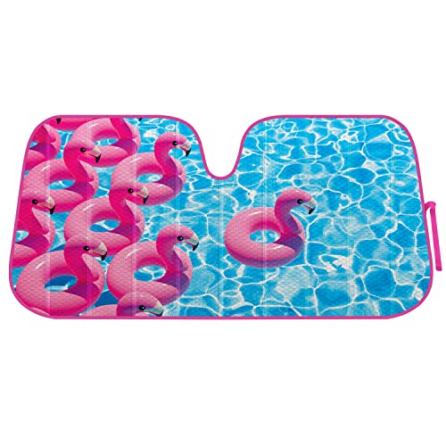 bdk-pink-flamingo-windshield-sun-shade-58x27-accordion-fold image 8