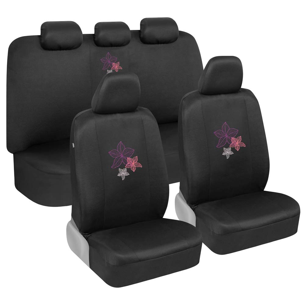 bdk-multicolor-hawaiian-flower-print-full-car-seat-cover-set-with-steering-wheel image 2
