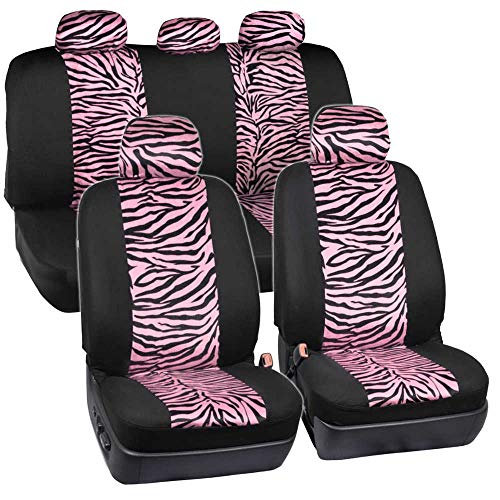 carxs-zebra-print-car-seat-covers-full-set-with-seat-belt-pads-and-steering-whee image 7