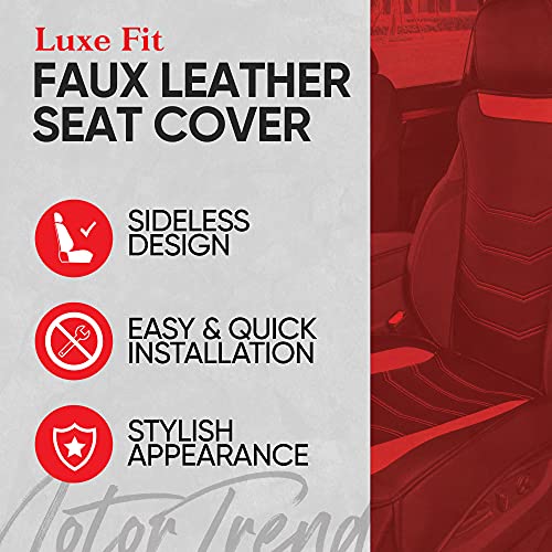 motor-trend-luxefit-beige-faux-leather-seat-cover-1-piece-universal-fit-padded-c image 8