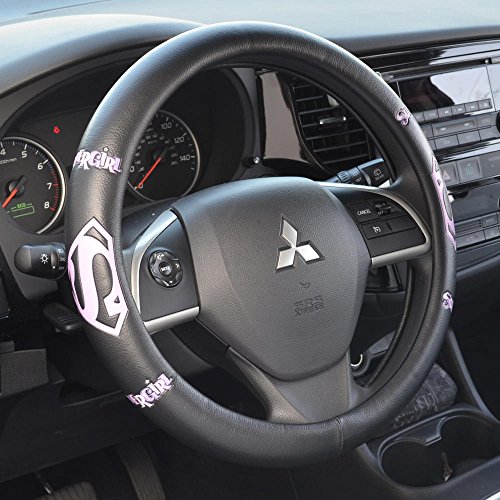 bdk-supergirl-classic-logo-superwoman-steering-wheel-cover-black-with-purple-pin image 7